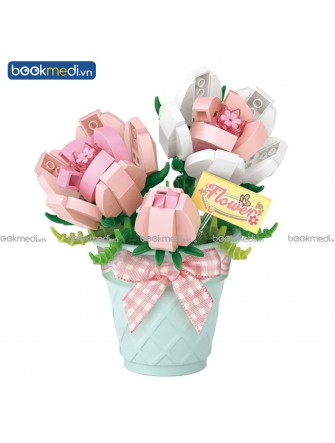 Đồ Chơi Lắp Ráp Mô Hình Chậu Hoa Hồng (Roses) Hãng Loz
